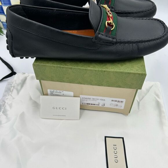Men’s Gucci ayrton web stripe driver loafers size 12 fits 12.5 US made in Italy - Picture 8 of 9